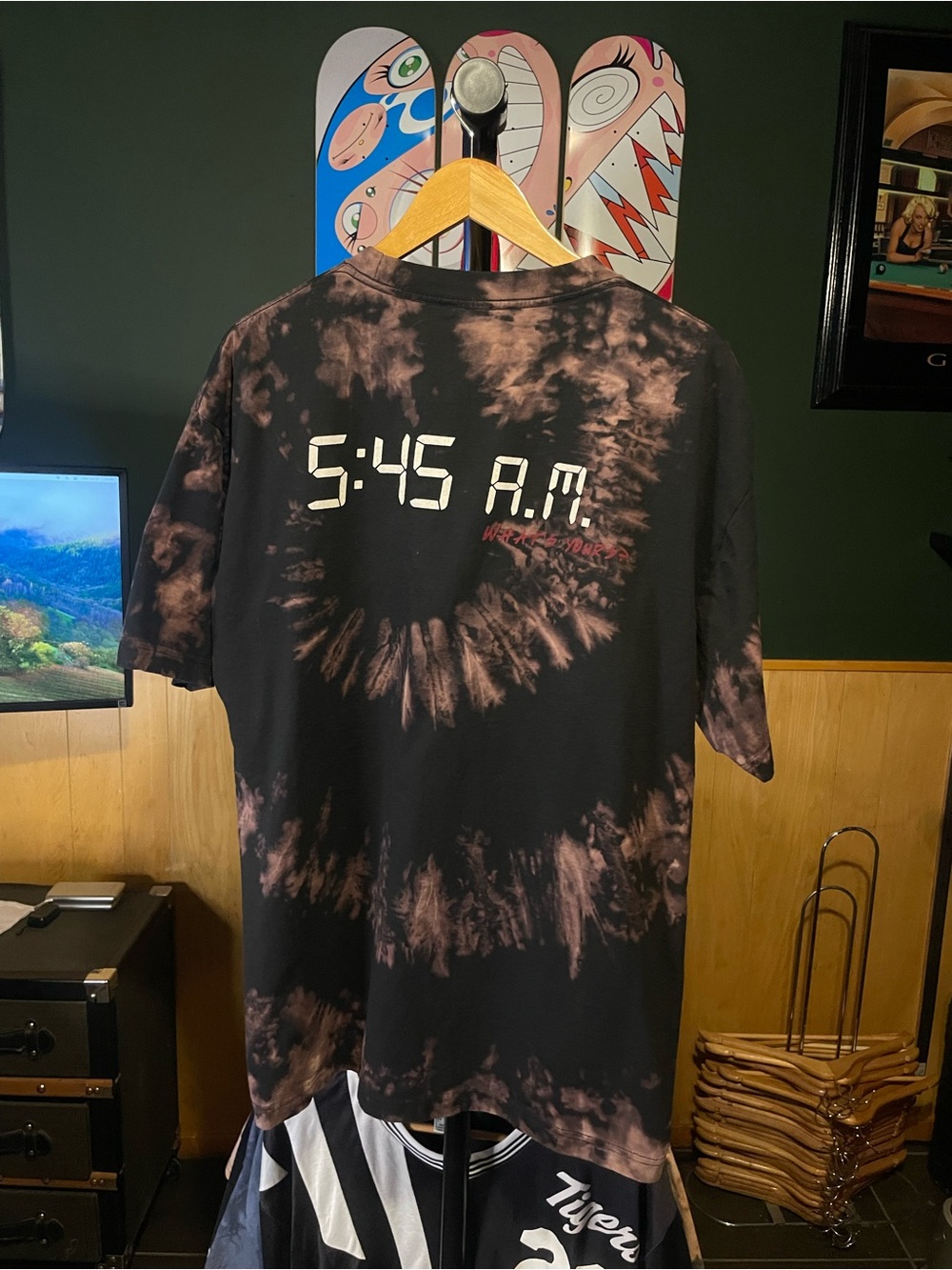 5:45 A.M. Tie-Dye Graphic Tee - Black & Rust Mens XL